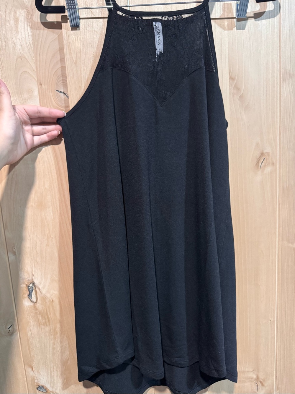 Zenana Signature Camisole Tank Top Sz L Black Spaghetti Straps